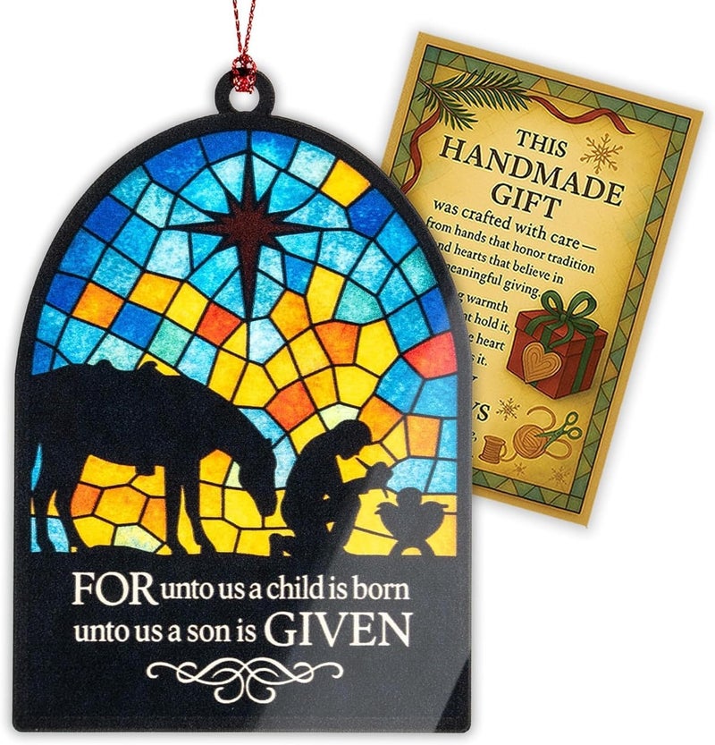 NELXI Nativity Ornament, Christmas Ornaments 2025, Religious Gifts for Women Men, Christian Christmas Ornaments, Nativity Scene Ornament, Jesus Xmas Decorations, Catholic Gifts for Friends Family - Image 1